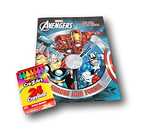 Marvel The Avengers ''Heroes Join Forces'' Big Fun Book to Color with a Box of Crayons