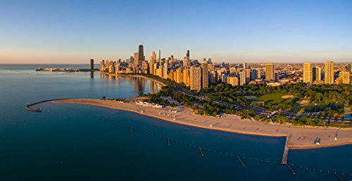 Posterazzi Aerial View of Shoreline and Lincoln Park Lagoon Chicago Cook County Illinois USA Poster Print by Panoramic Images, (12 x 6), Varies