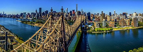 Posterazzi Poster Print Collection Queensboro Bridge Midtown Manhattan City New York State USA Panoramic Images, (18 x 7), Multicolored