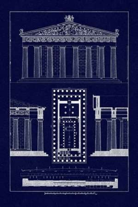 The Parthenon at Athens (Blueprint) Poster Print by J Buhlmann (12 x 18)
