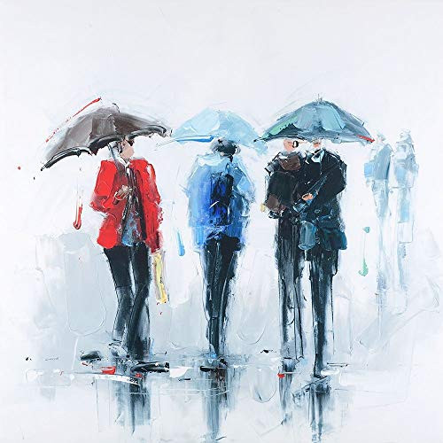 Posterazzi Collection Three People and Their Umbrella Poster Print by Atelier B Art Studio (24 x 24)