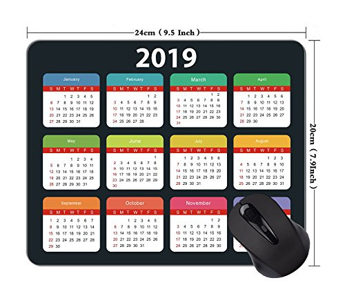 2019 Calendar Mouse Pad Computer Mouse Pad Game Mouse Pad Rectangular Non-Slip Rubber Mouse Pad (240mm x 200mm x 3mm)