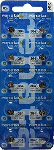 Renata Silver Oxide Watch Battery 364 - SR621SW (10 Batteries)