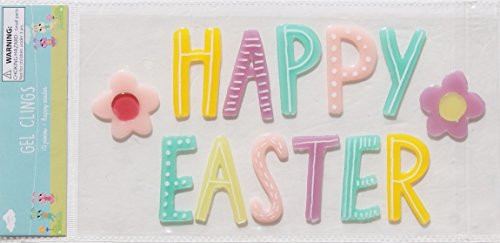 Spring and Easter Decor Happy Easter Gel Window Clings - 15 Piece