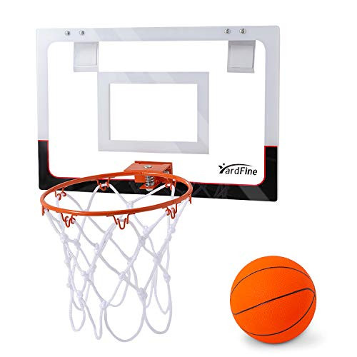 YardFine Mini Basketball Hoop Over The Door 18" x 12" with Basketball & Pump Shatterproof Mini-Hoop Gift