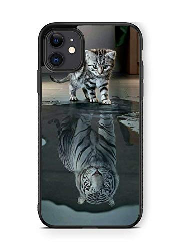 XUNBOTINGS for iPhone 11 Case - Cat &Tiger Desgin-Soft TPU+Luxury Tempered Mirror Protective iPhone Case (for iPhone 11)