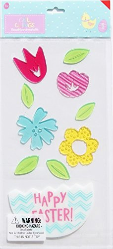 Spring Themed Cracked Egg Happy Easter Gel Window Clings - 10 Piece