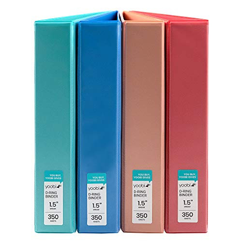 Yoobi | 3-Ring Binder | 1 1/2 inch | Multicolor Variety Pack of 4