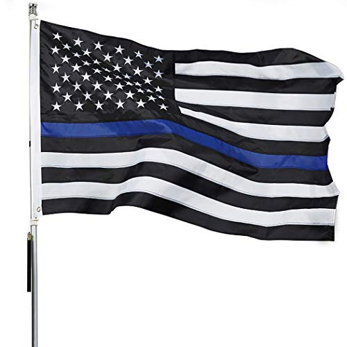 ROTERDON Thin Blue Line Flags - 3x5 ft Police American Law Enforcement Flag Polyester Blue Line Banners