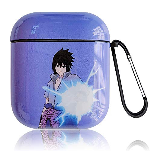 AirPods Case, TPU Naruto, Payne, Sasuke, Uchiha Itachi Case Covers The Skin, Equipped with a Keychain for Apple AirPods 1 and 2. (TPU-2D Sasuke)
