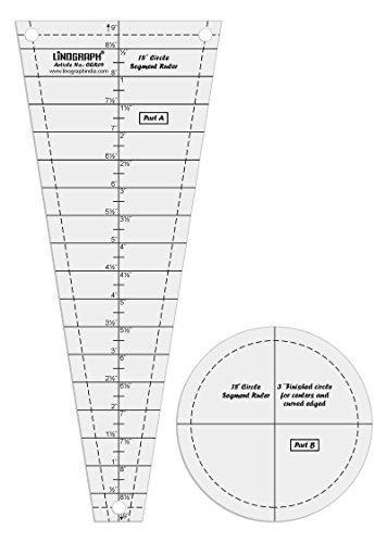 Linograph Circle Segment Quilting Ruler 18 Degree Wedge Quilt Ruler Set