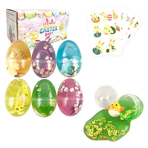 Easter Basket Stuffers Easter Eggs Slime Packs Stress Relief Colorful Slime for Boys Girls Easter Basket Gifts Fillers Stretchy and Non-Sticky with Un