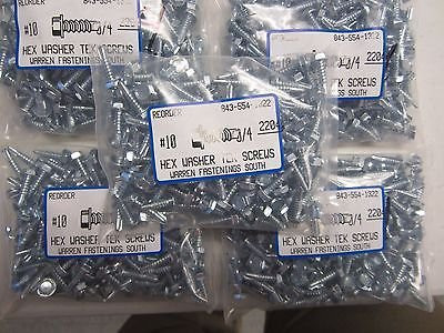(1000) Hex Washer Head #10 X 3/4 Self-Drilling Tek Screw Ihw #3 Point