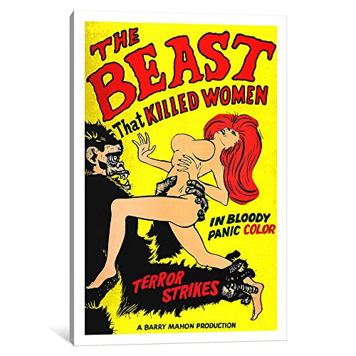 iCanvasART 1-Piece The Beast That Killed Woman Vintage Horror Movie Poster Canvas Print by Unknown Artist, 0.75 x 12 x 18-Inch