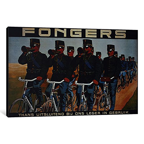 iCanvasART 1-Piece Fongers Bicycle Advertising Vintage Poster Canvas Print by Unknown Artist, 0.75 x 18 x 12-Inch