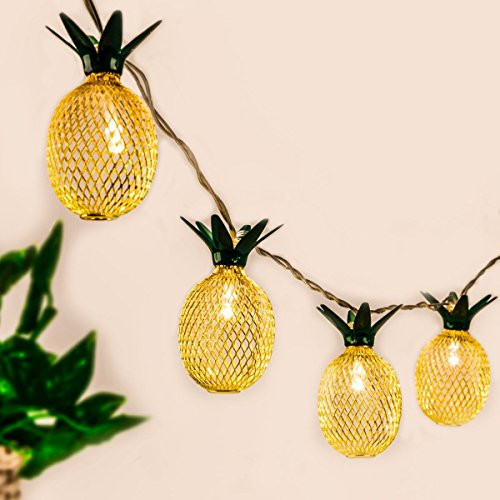GIGALUMI Pineapple String Lights, 10ft 10 LED Fairy String Lights Battery Operated for Christmas Home Wedding Party Bedroom Birthday Decoration (Warm