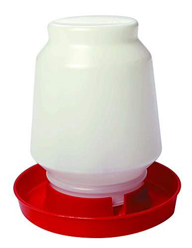 Little Giant 1 Gallon Complete Plastic Poultry Fount (1 Gallon) Heavy Duty Plastic Gravity Fed Water Container Jar (Red) (Item No. 7506)
