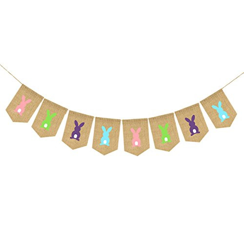 LUOEM Easter Bunting Banners Easter Bunny Banner Spring Festival Party Decorations Easter Garden Garland