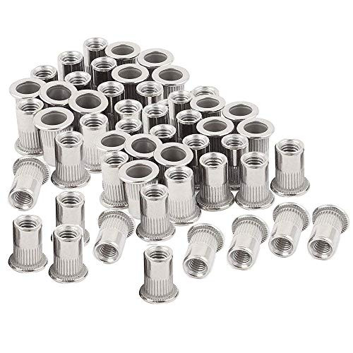 50pcs Stainless Steel 1/4"-20 Rivet Nuts Threaded Insert Nutsert Rivnuts