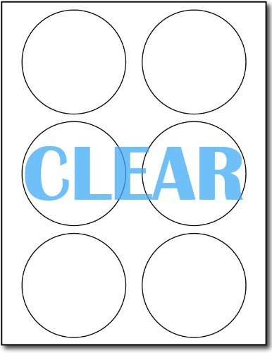 Crystal Clear Labels for Laser Printers - 3-1/3" Round - 6 per Sheet - 10 Sheets / 60 Circular Labels