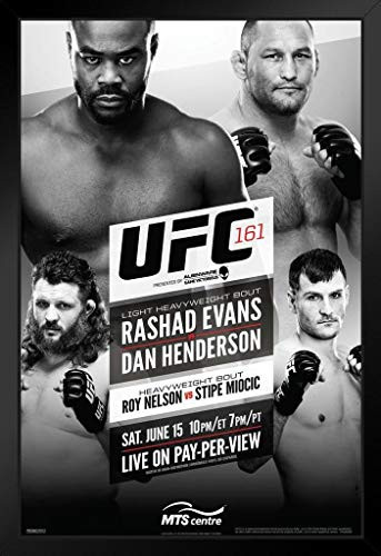 Pyramid America Official UFC 161 Rashad Evans vs Dan Henderson Sports Black Wood Framed Art Poster 14x20 inch