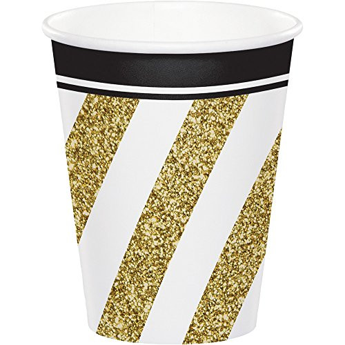 Creative Converting 96Count 9 oz Hot/Cold Paper Cups, black & Gold, , Black and Gold