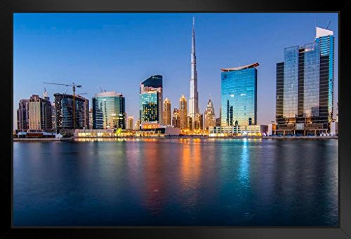 Dubai Skyline Buildings Reflecting Photo Black Wood Framed Poster 20x14 inch Dubai Skyline Buildings Reflecting Photo Black Wood Framed Poster 20x14 inch