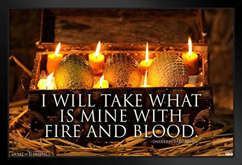 Pyramid America Game of Thrones Dragon Eggs Fire and Blood Daenerys Black Wood Framed Art Poster 14x20 inch