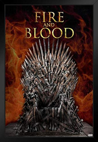Pyramid America Game of Thrones Iron Throne Fire and Blood Season 9 Black Wood Framed Art Poster 14x20