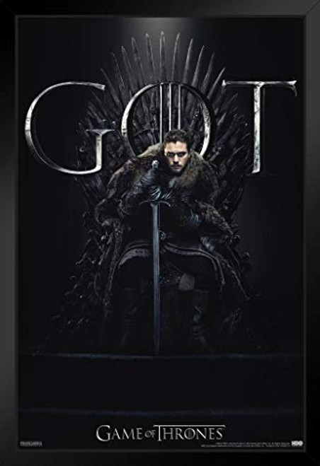 Game of Thrones Jon Snow Iron Throne Season 8 Black Wood Framed Art Poster 14x20 Game of Thrones Jon Snow Iron Throne Season 8 Black Wood Framed Art Poster 14x20