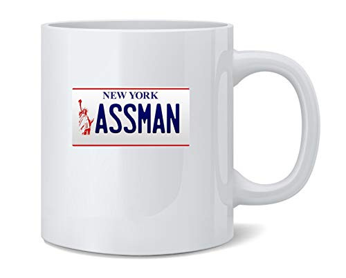 Poster Foundry Assman New York License Plate Ceramic Coffee Mug Tea Cup Fun Novelty Gift 12 oz