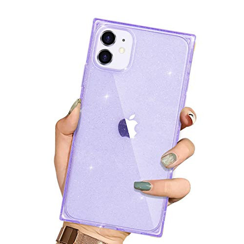 niufoey iPhone 11 Square Case, Crystal Clear Sparkle Bling Clear Cover Soft TPU Anti-Shock Square Corners Drop Protection for Apple iPhone 11 6.1 inch