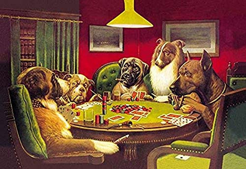 Buyenlarge Dog Poker - is The St. Bernard Bluffing? 16" X 24" Fine Art Giclee Print