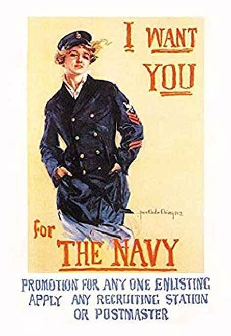 Buyenlarge I Want You for The Navy - 16" X 24" Fine Art Giclee Print