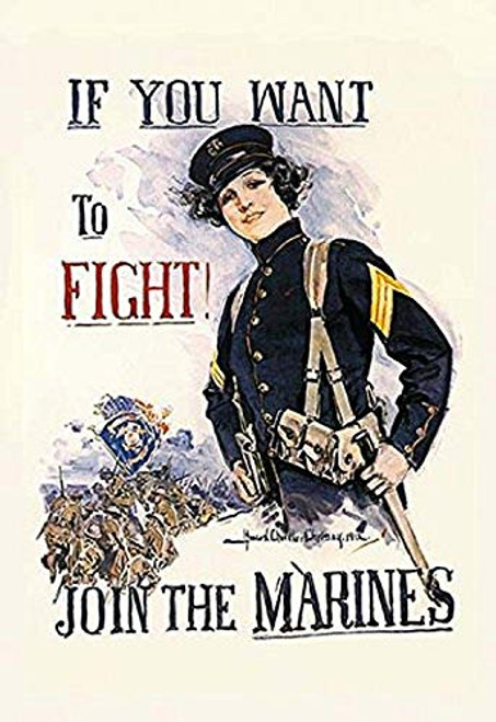 Buyenlarge If You Want to Fight! Join The Marines - 16" X 24" Fine Art Giclee Print