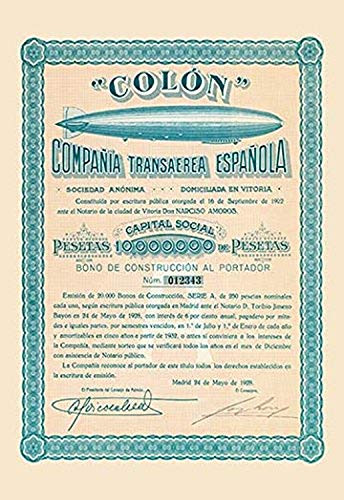 Buyenlarge 0-587-00336-7-P1218 Colon Compania Transferea Espanola Paper Poster, 12" x 18"