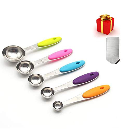 Lucyzkd Measuring Scoop Shaped Set Metric Equivalents Stainless Steel 5pc?Suitable for measuring dry or liquid