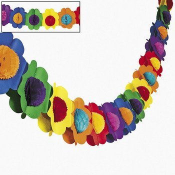 Fun Express Multicolor Tissue Flower Garland Novelty