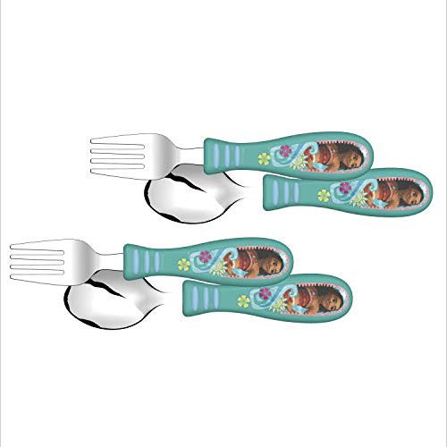 Zak Designs MOAF-U390-AMZ Disney's Moana Easy Grip Fork and Spoon Set, Moana, 2-piece set