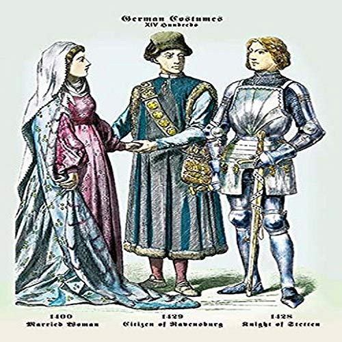 Buyenlarge German Costumes: Married Woman, Citizen, Knight - 8" X 12" Fine Art Giclee Print