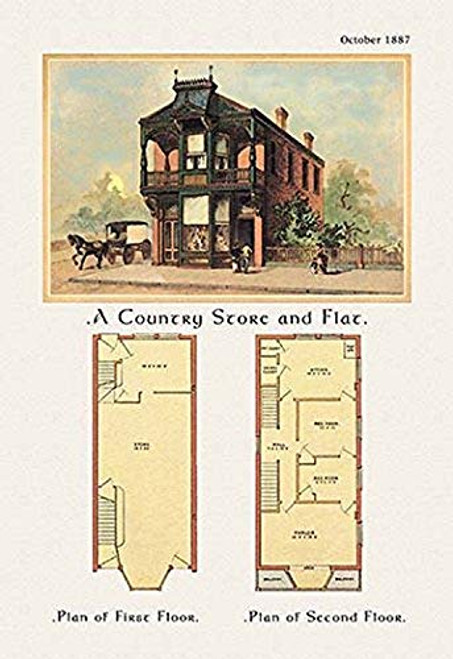 Buyenlarge A Country Store and Flat - 16" X 24" Fine Art Giclee Print