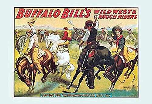 Buyenlarge 0-587-02912-9-G1624 Buffalo Bill: Cowboy Fun The Bronco Busters Busy Day Fine Art Giclee Print, 16" x 24"
