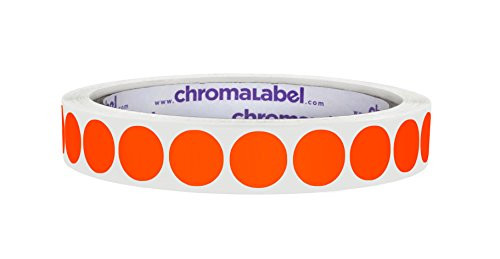 ChromaLabel 1/2 inch Color-Code Dot Labels | 1,000/Roll (Fluorescent Red-Orange)