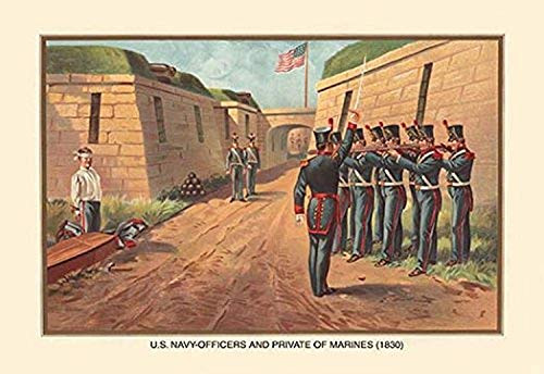 Buyenlarge 0-587-03448-3-P1827 Officers and Private of The Marines, 1830" Paper Poster, 18" x 27"