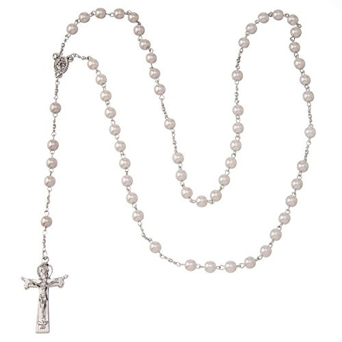 Khandekar (with device of K) Handmade Pearl Rosary for Neck, Wooden Rosary Beads, Catholic Rosary Beads, Catholic Prayer Rosary, 19 Inch Khandekar (with device of K) Handmade Pearl Rosary for Neck, Wooden Rosary Beads, Catholic Rosary Beads, Catholic Prayer Rosary, 19 Inch
