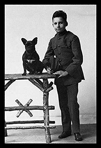 Buyenlarge 0-587-04367-9-P1218 Boy with French Bulldog Paper Poster, 12" x 18"