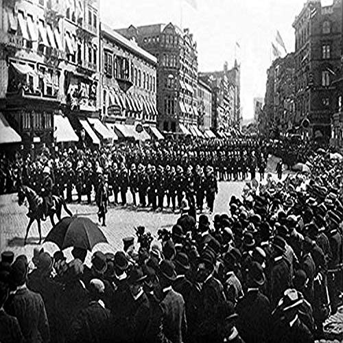 Buyenlarge Police Parade Through Streets of New York - 8" X 12" Fine Art Giclee Print Buyenlarge Police Parade Through Streets of New York - 8" X 12" Fine Art Giclee Print