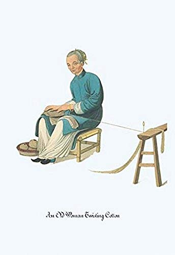 Buyenlarge 0-587-05674-6-P1218 an Old Woman Twisting Cotton Paper Poster, 12" x 18"