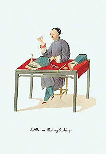 Buyenlarge A Woman Making Stockings - 16" X 24" Fine Art Giclee Print