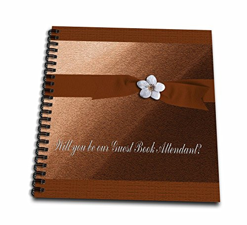 3dRose db_43431_2 Guest Book Attendant, Autumn Ribbon with Flower on Peach Memory Book, 12 by 12"